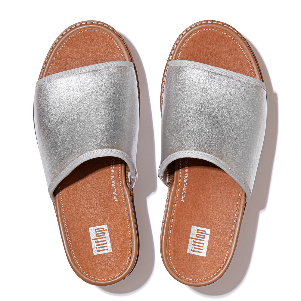 Fitflop Womens Wedge Silver - Eloise Mixed-metallics Slides - SL9726348